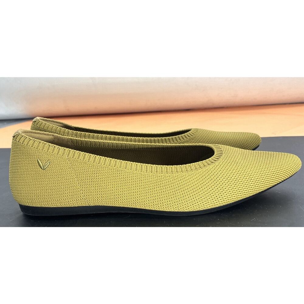VIVAIA 38.5 8, 8.5 Aria Pointed Ballet Flat Recycled Slip-On EUC Moss Green New - Picture 5 of 10